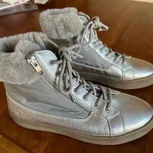 Cougar Silver Lace-Up Fur-Trim High-Top Boots
